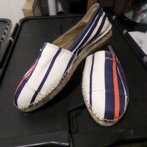 Prada Women's Calzature Donna Blue Stripe Espadrille Flats Size 40/US 9-9.5
